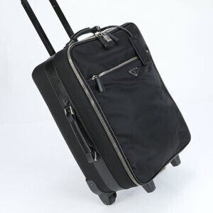 Prada Tessuto nylon Saffiano leather suitcase triangle logo carry on bag